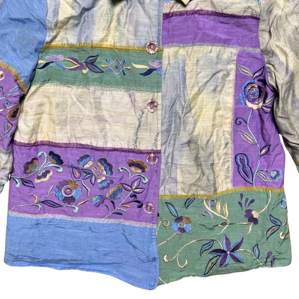 Indigo Moon Vintage Embroidered Patchwork Jacket … - image 2